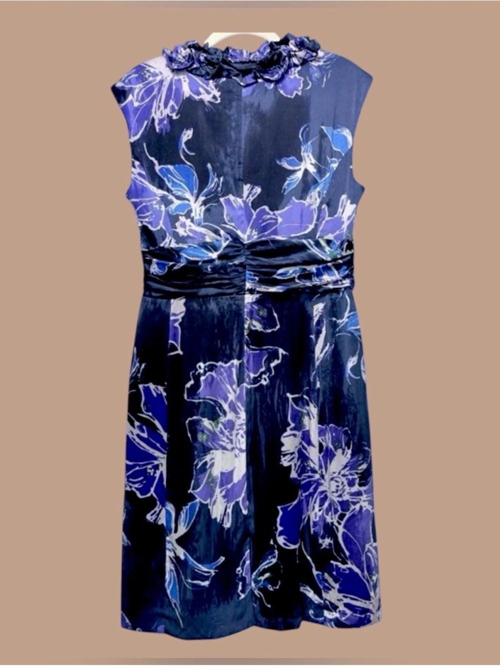 ECI NY Silk Satin Floral Rosette Dress 8 Midnight Blue Y2K Dark Fairy Whimsigoth - Picture 7 of 12